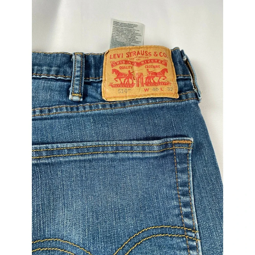 Levis 514 Straight Fit Jeans Mens 40x32 Blue Excellent Medium Wash Stretch